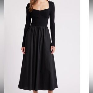 Moon River Black Long Sleeve Dress